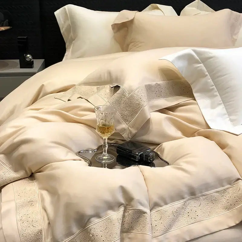 Lavender and silver 1200tc luxury embroidery bedding set bedroom