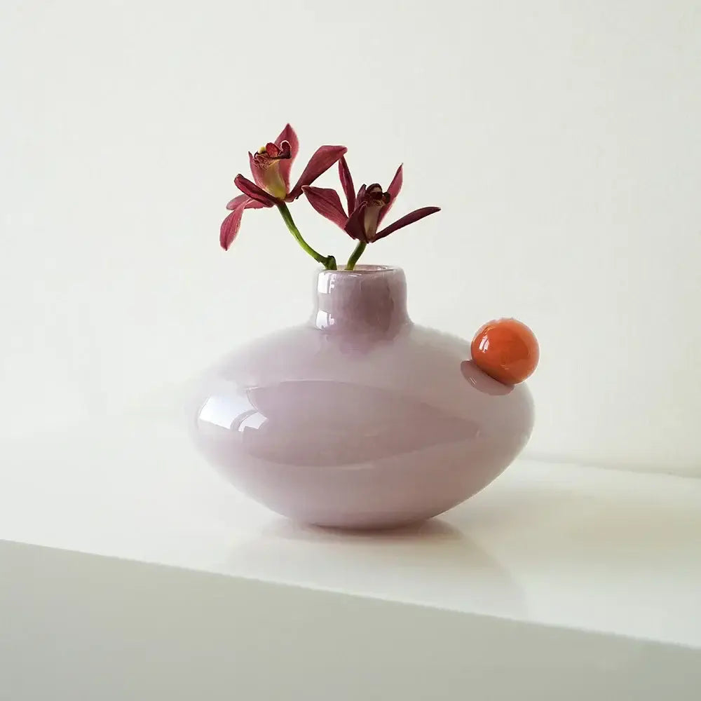 Lavender & blush pink geometric glass vase living room decor