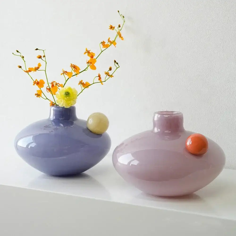 Lavender & blush pink geometric glass vase living room decor