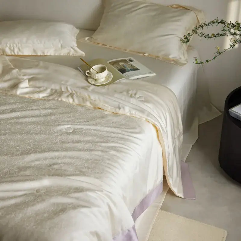 Lavender jacquard quilt set – bedroom light luxury cooling bedding