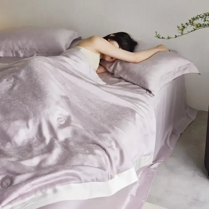Lavender jacquard quilt set – bedroom light luxury cooling bedding