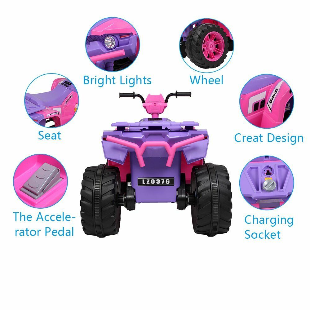 LEADZM Dual Drive All Terrain Kids Car with 2 Speed Modes - Pink/Purple