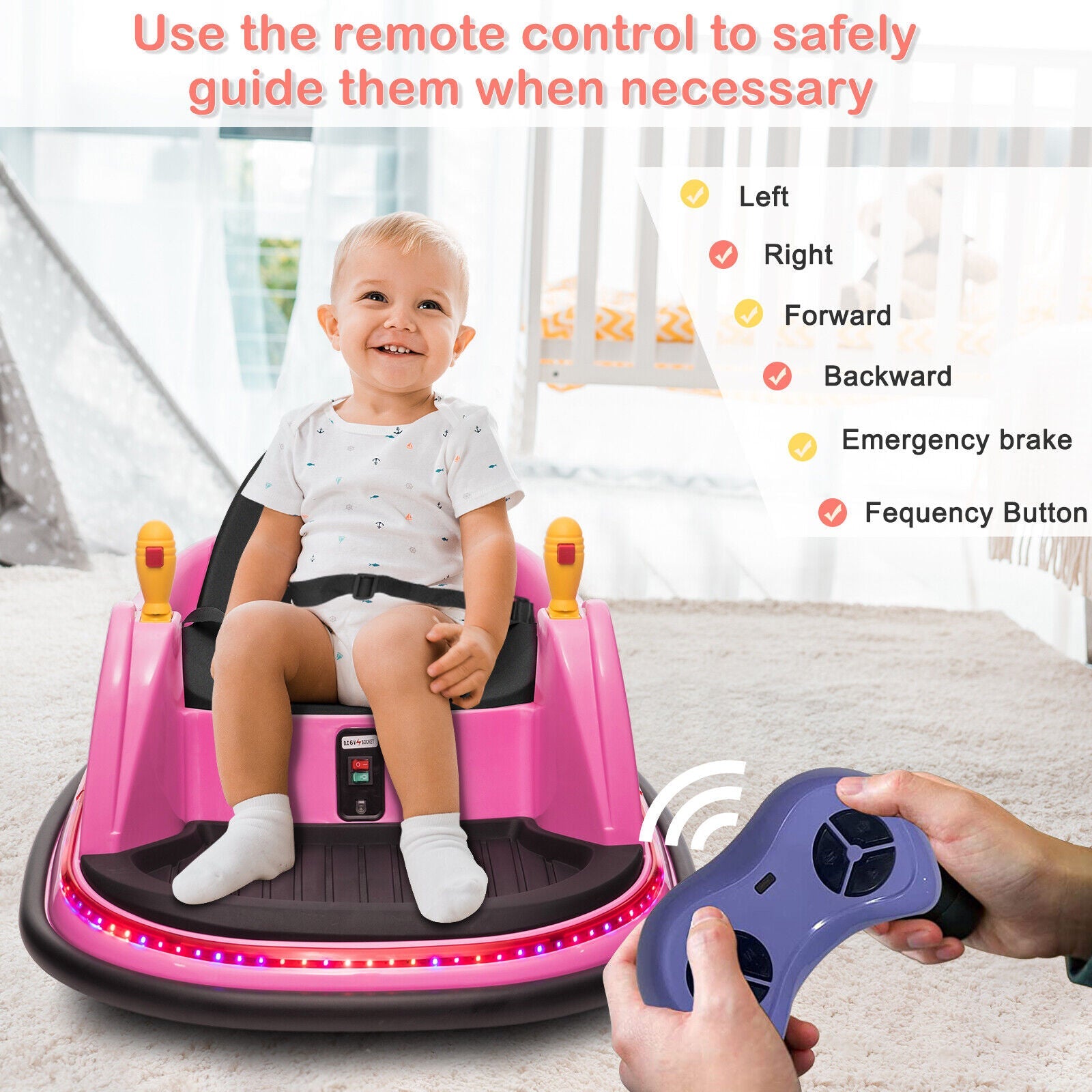 LEADZM Pink Bumper Car - 6V 7A.h Battery Powered