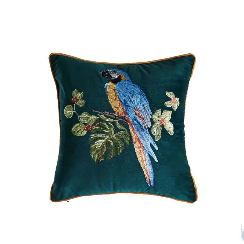 Leopard embroidered decorative pillowcase teal & gold living room