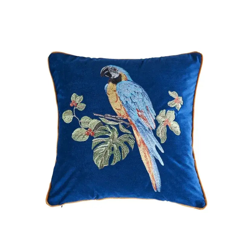 Leopard embroidered decorative pillowcase teal & gold living room