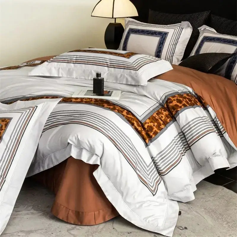 Leopard print egyptian cotton bedding set bedroom decor