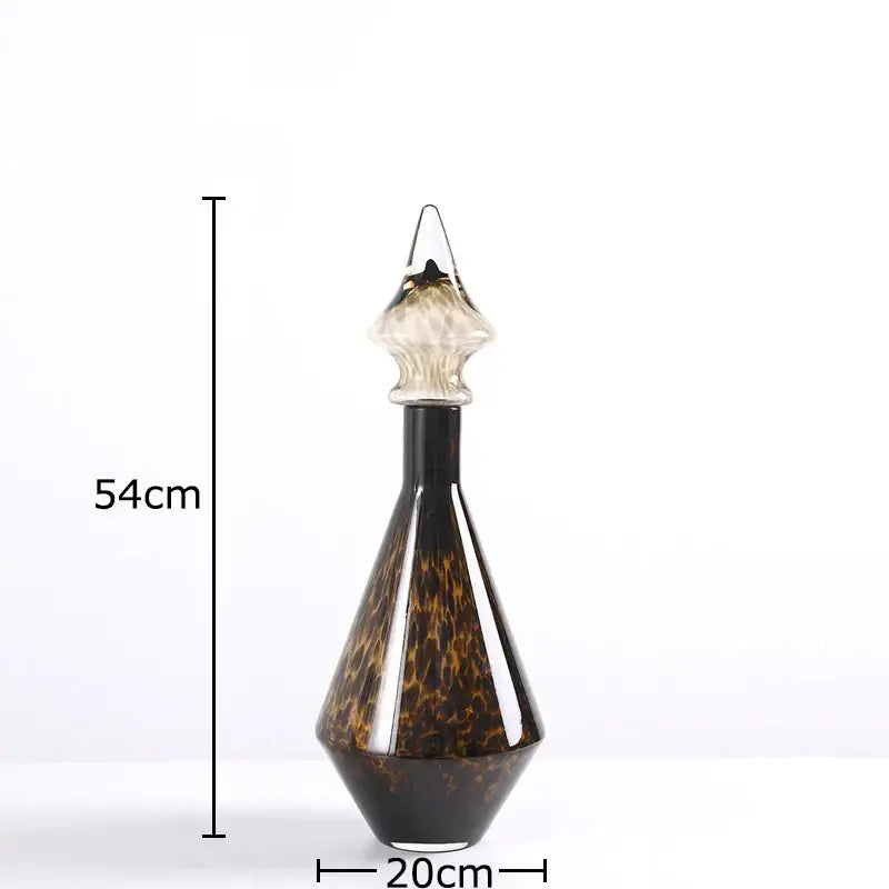 Leopard print glass vase set amber & black decanters living room decor