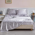 Leopard print satin bedsheet set – beige & brown bedroom bedding