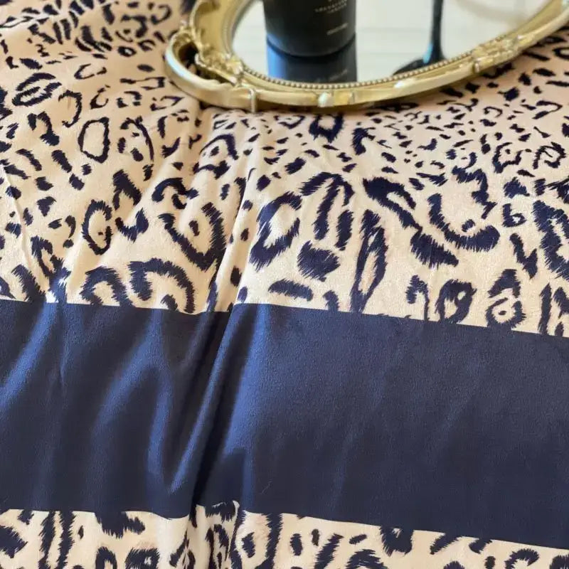 Leopard print velvet bedding set bedroom ruffled decor