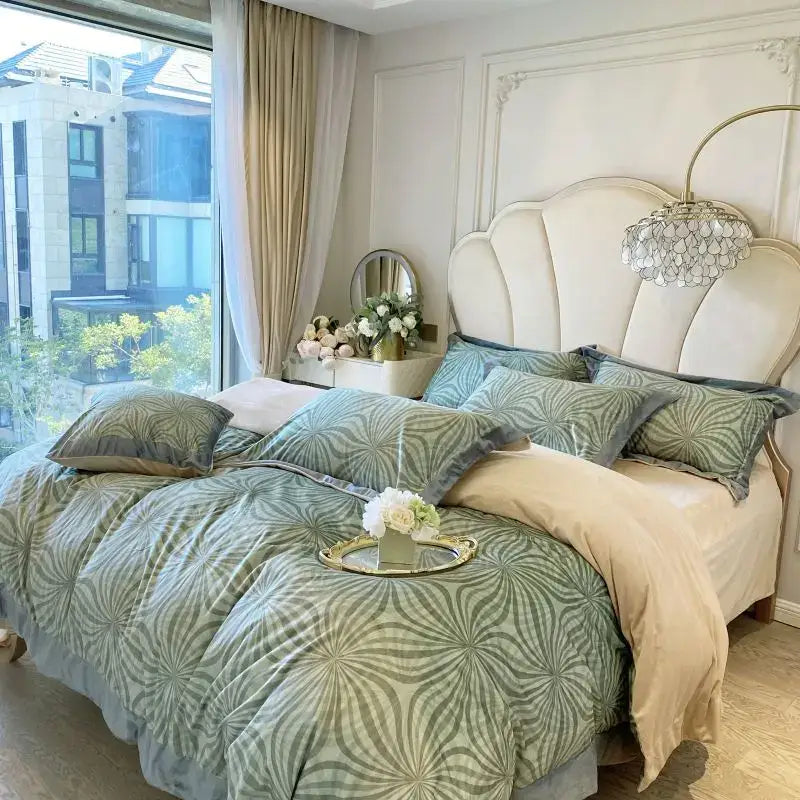 Leopard print velvet bedding set bedroom ruffled decor