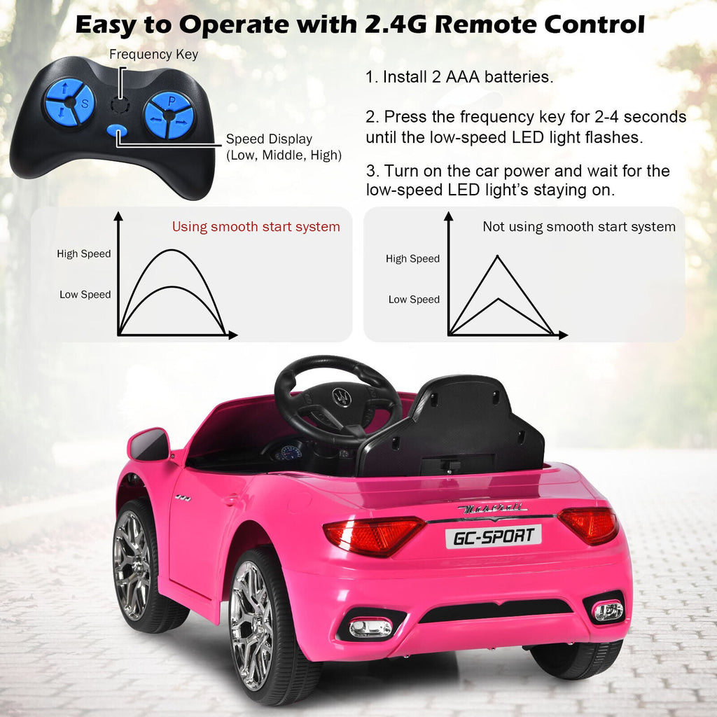 Licensed 12V Maserati GranCabrio Kids Ride-On Car with Lights and Remote Control