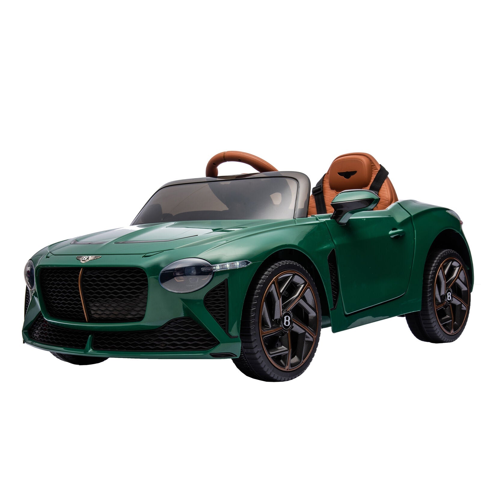 Licensed 2.4G Electric 12V Kids Ride On Car with 3 Speeds - Bentley Green
