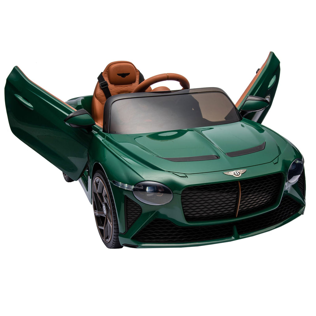 Licensed 2.4G Electric 12V Kids Ride On Car with 3 Speeds - Bentley Green