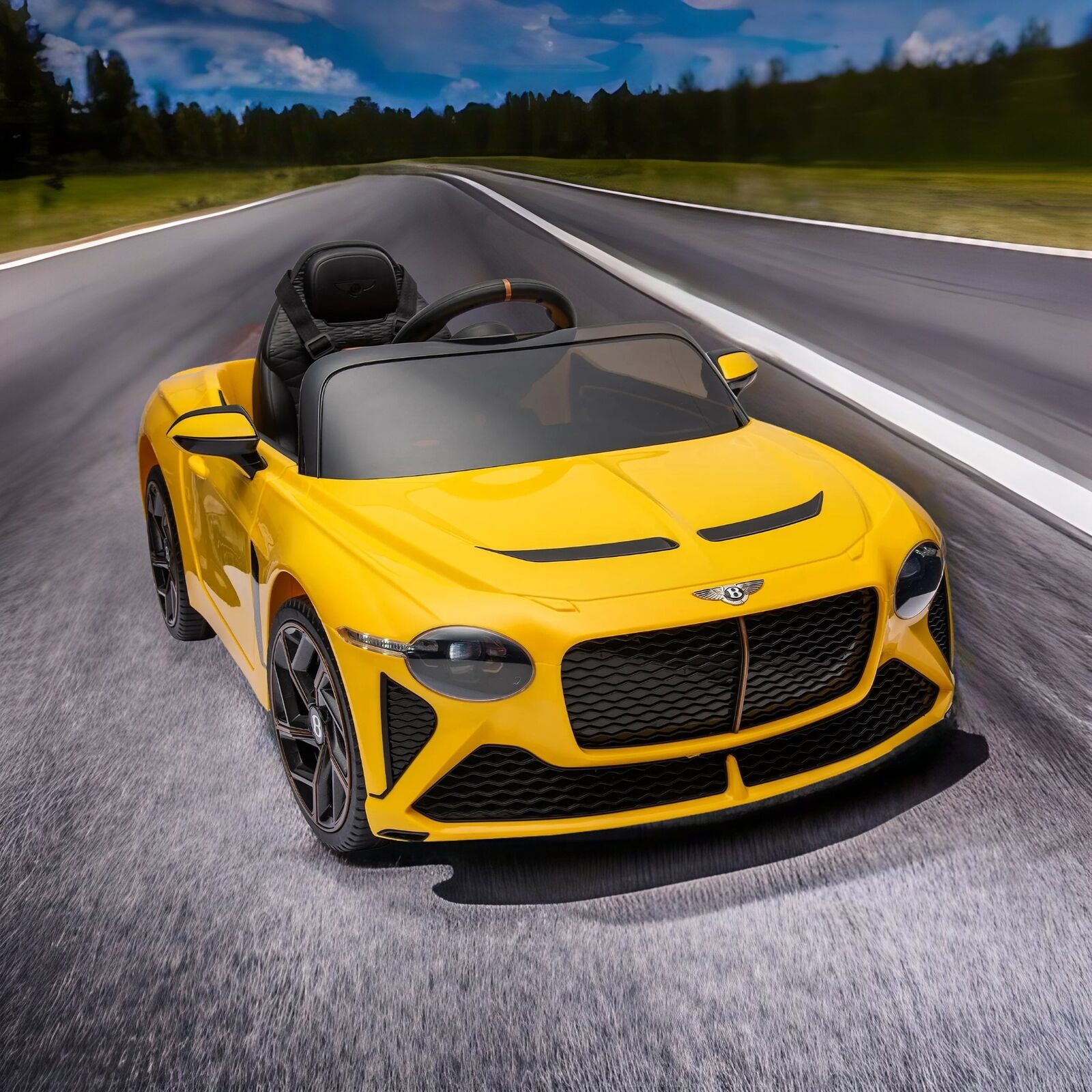 Licensed Bentley 2.4G Kids Ride On Car with Remote Control, 3 Speeds, and 12V Battery in Yellow