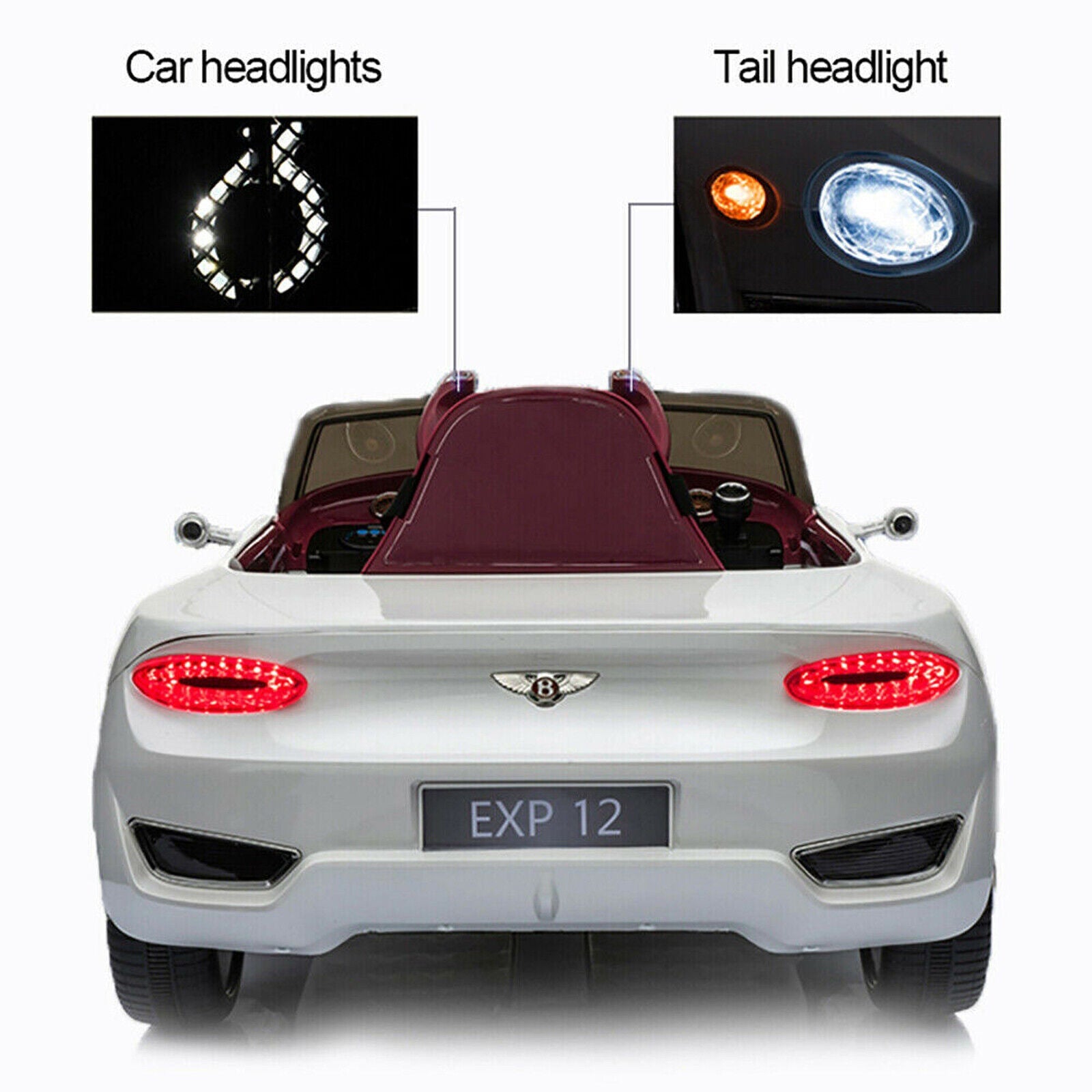 Electric Kids Ride-On Car with Remote Control, LED Lights, MP3 Player, and Bentley-Inspired Design - 12V