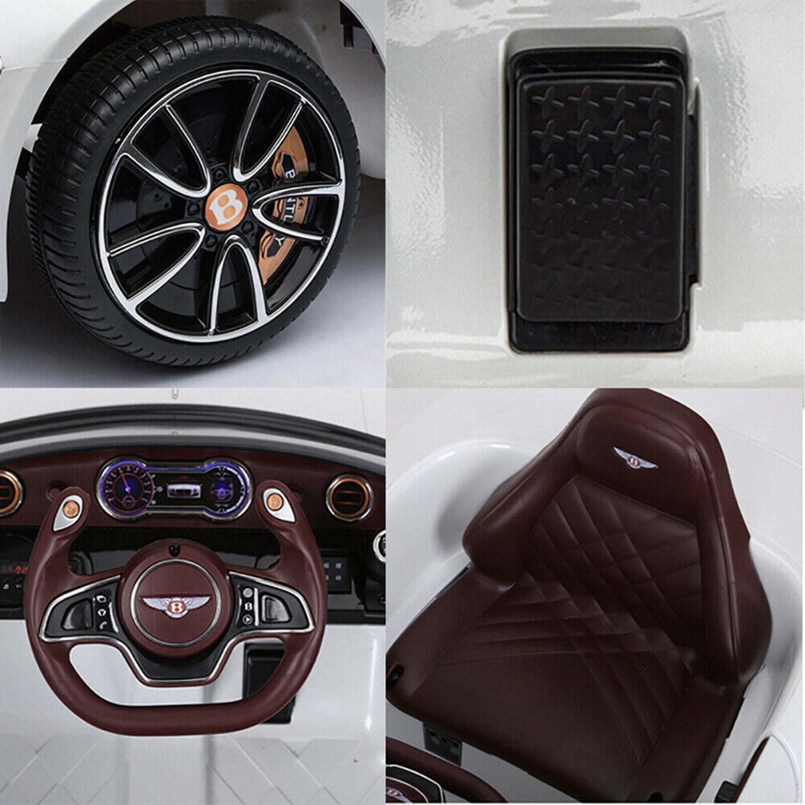 Electric Kids Ride-On Car with Remote Control, LED Lights, MP3 Player, and Bentley-Inspired Design - 12V