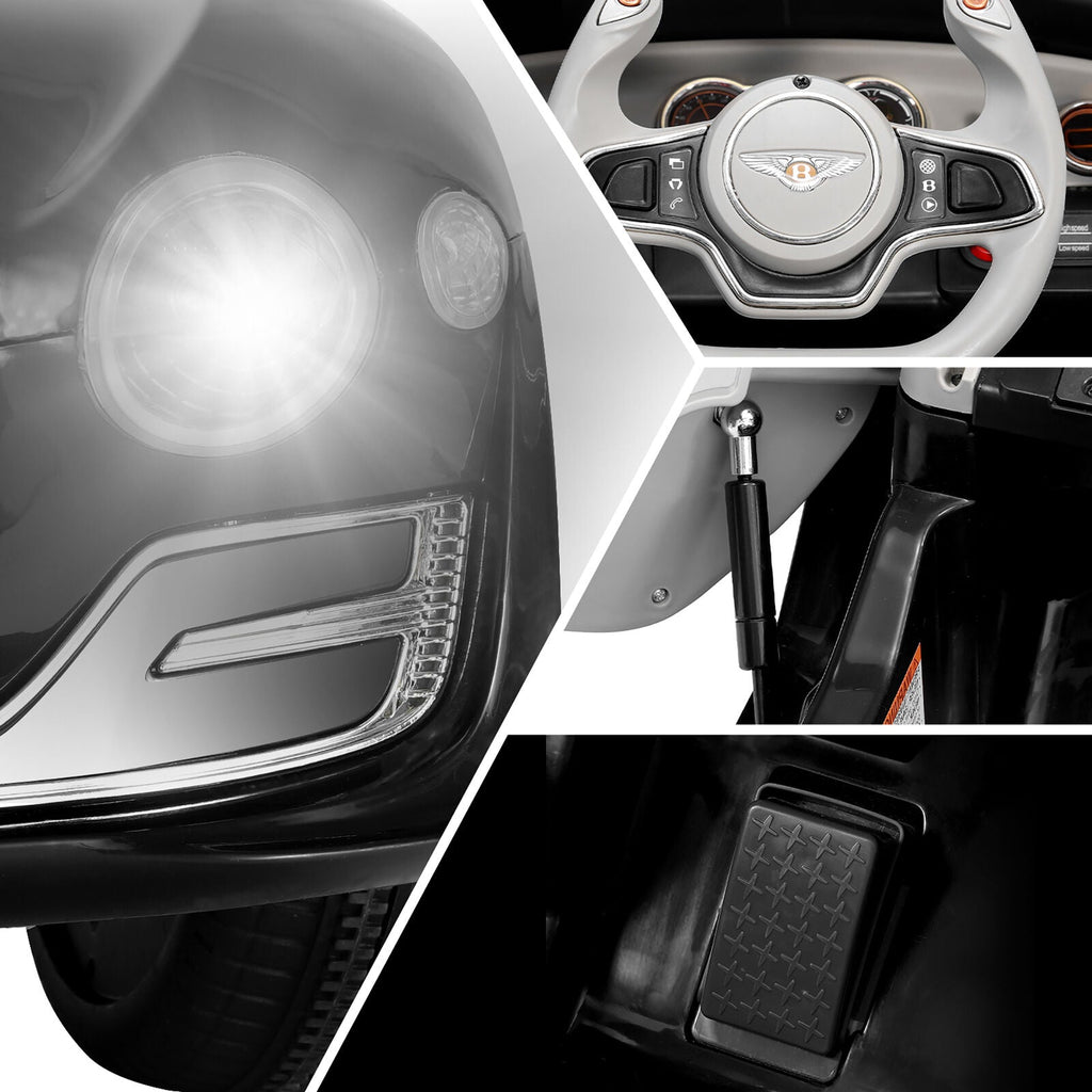 Licensed Bentley Style Electric Ride-On Car for Kids with Remote Control, LED Lights, and MP3 Player