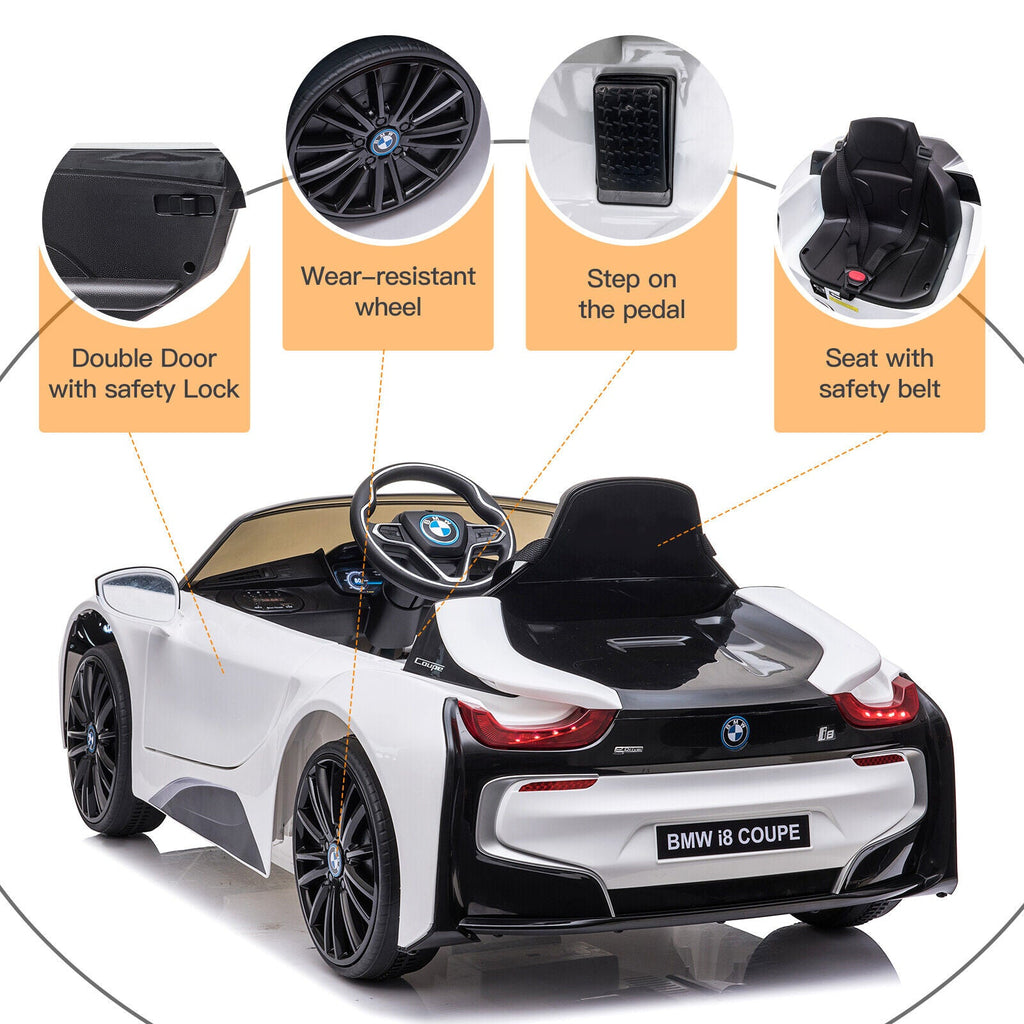 Licensed BMW I8 Coupe 12V Battery Powered Ride On Car for Kids with Remote Control and MP3 Compatibility