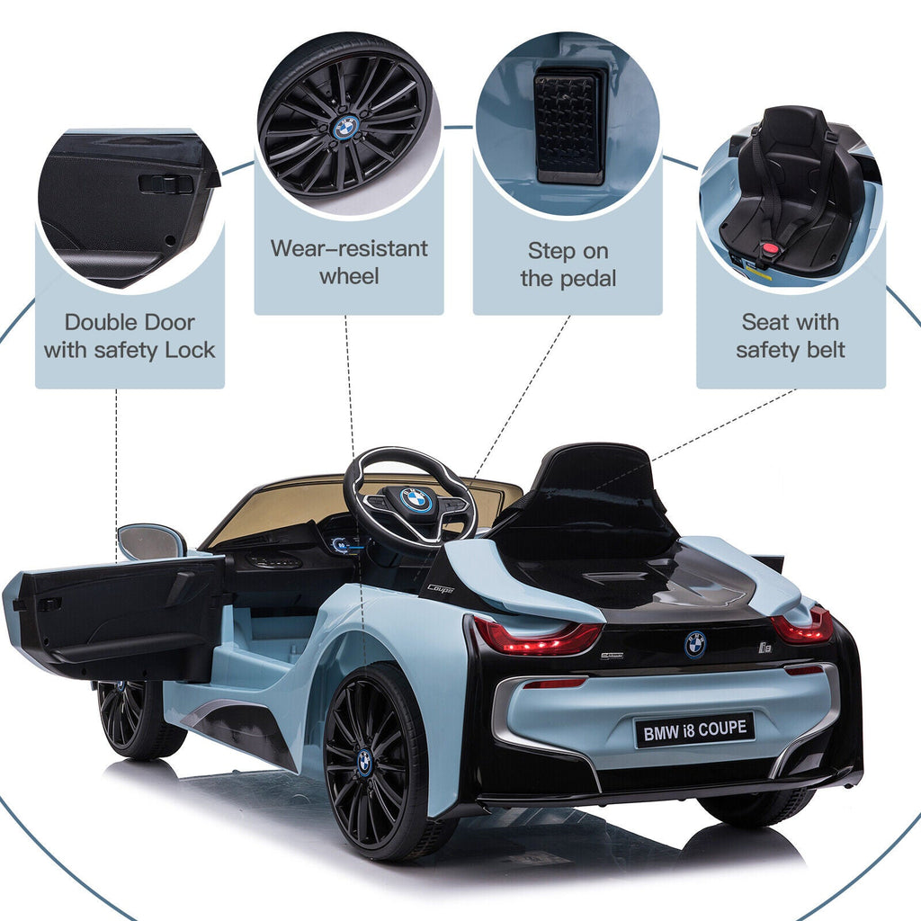 Licensed BMW I8 Electric Ride-On Car for Kids with MP3 and Remote Control - Blue