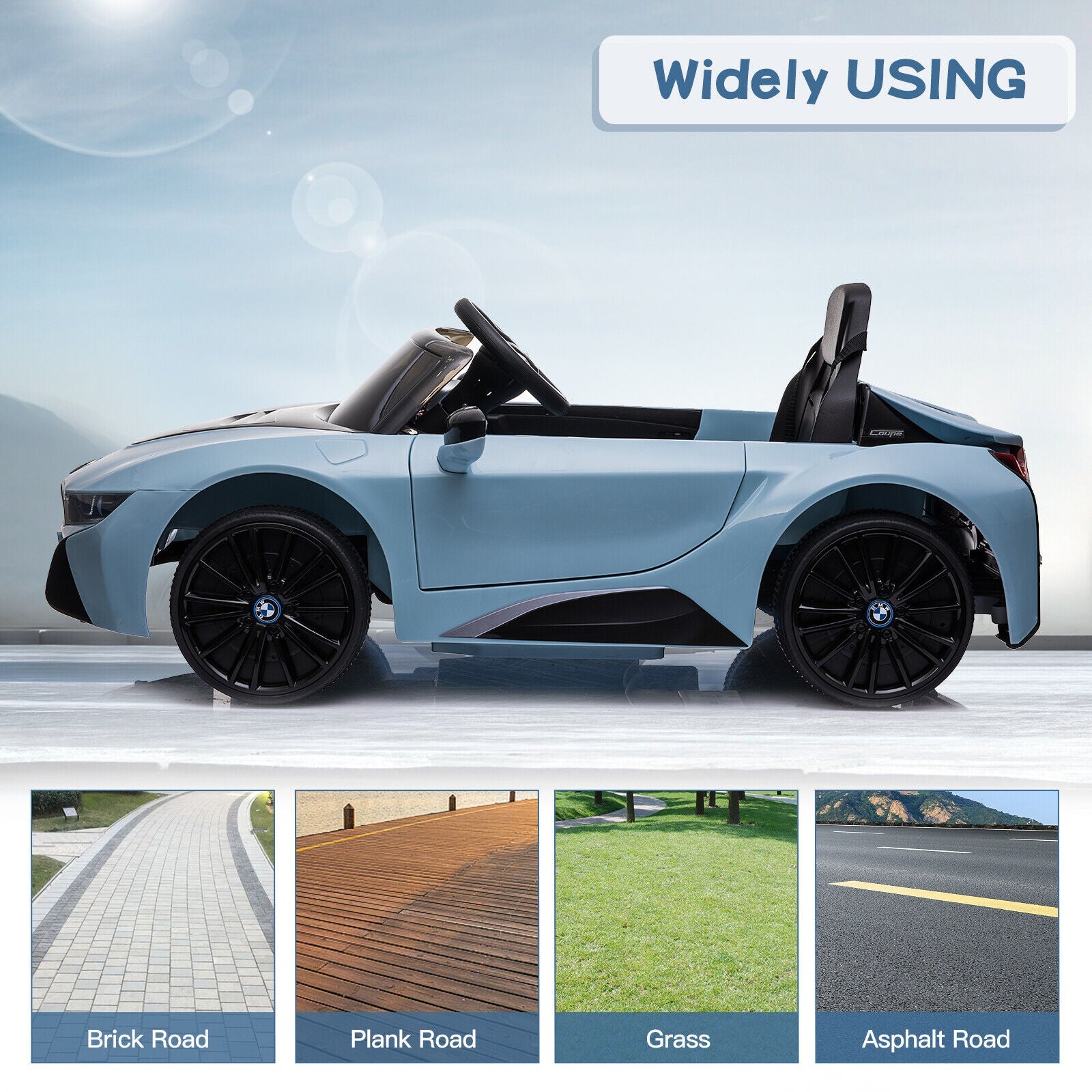 Licensed BMW I8 Electric Ride-On Car for Kids with Remote Control - Blue