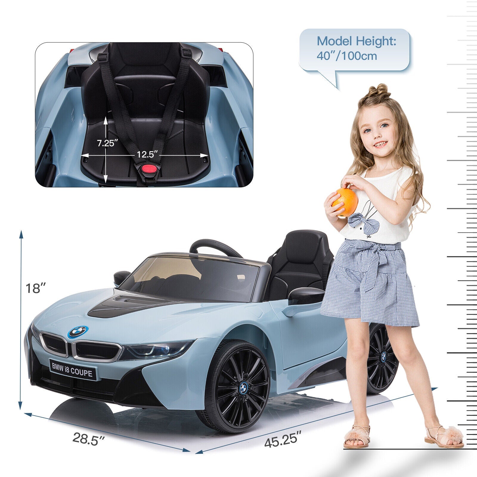 Licensed BMW I8 Electric Ride-On Car for Kids with 2.4G Remote Control