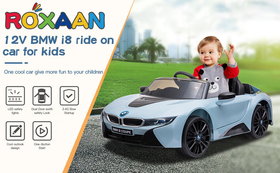 Licensed BMW I8 Style 12V Electric Ride On Car for Kids with LED Lights, Music, and Remote Control