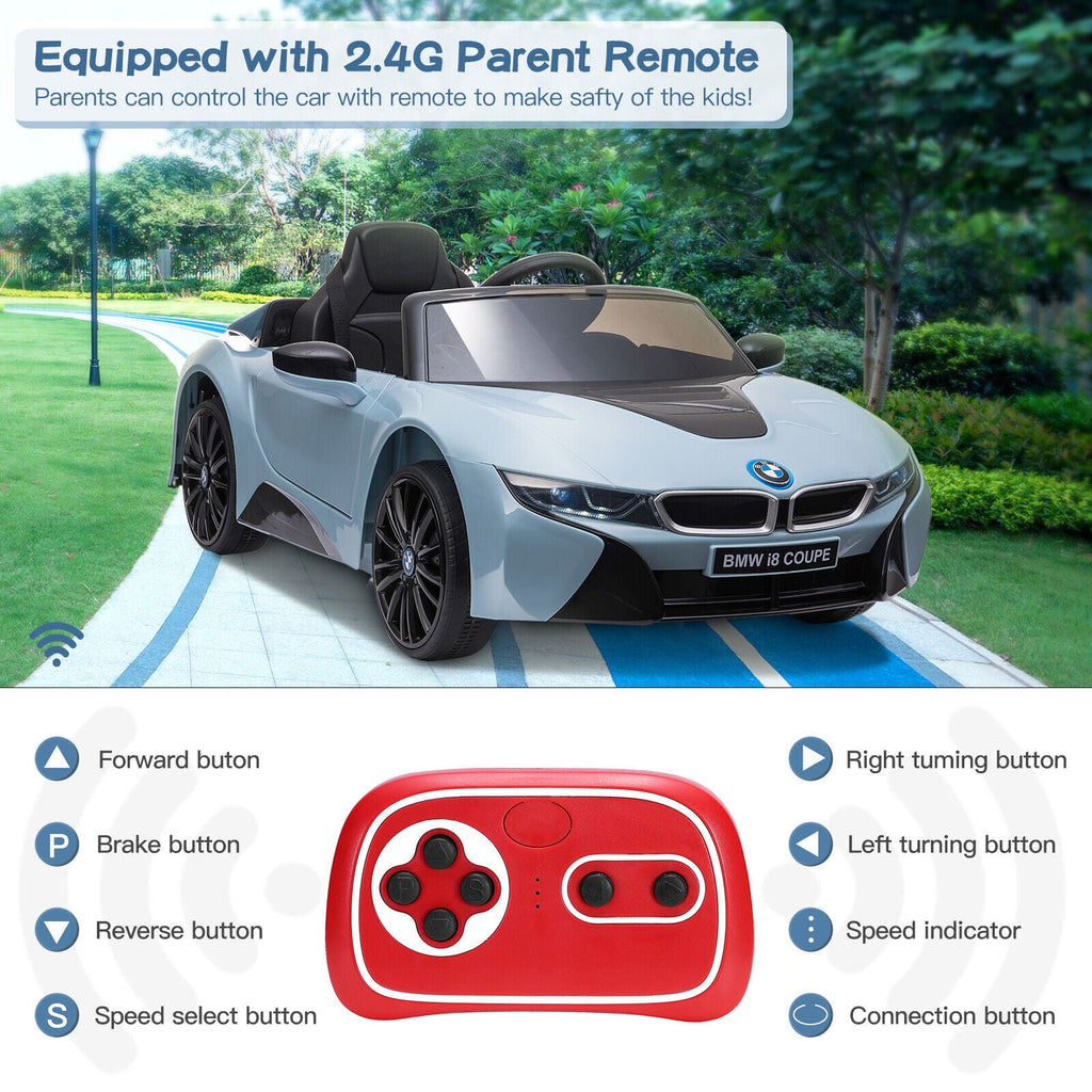 Licensed BMW i8 Style 12V Electric Ride-On Car for Kids with Remote Control, MP3 Player, and LED Lights