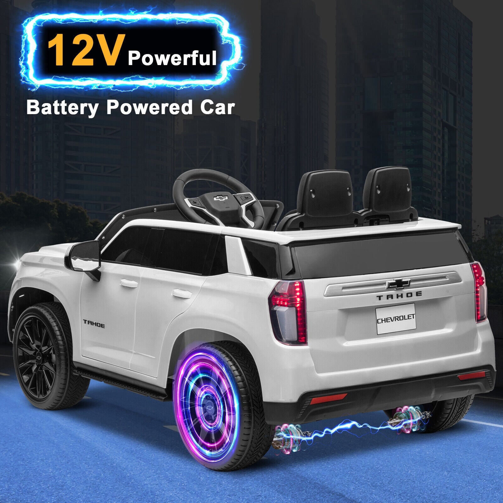 Licensed Chevrolet Silverado GMC 12V Ride-On Car Truck for Kids - White