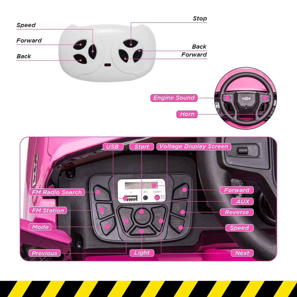Rev Up the Fun with the 12V Licensed Chevrolet Silverado GMC Kid's Pink Car Truck