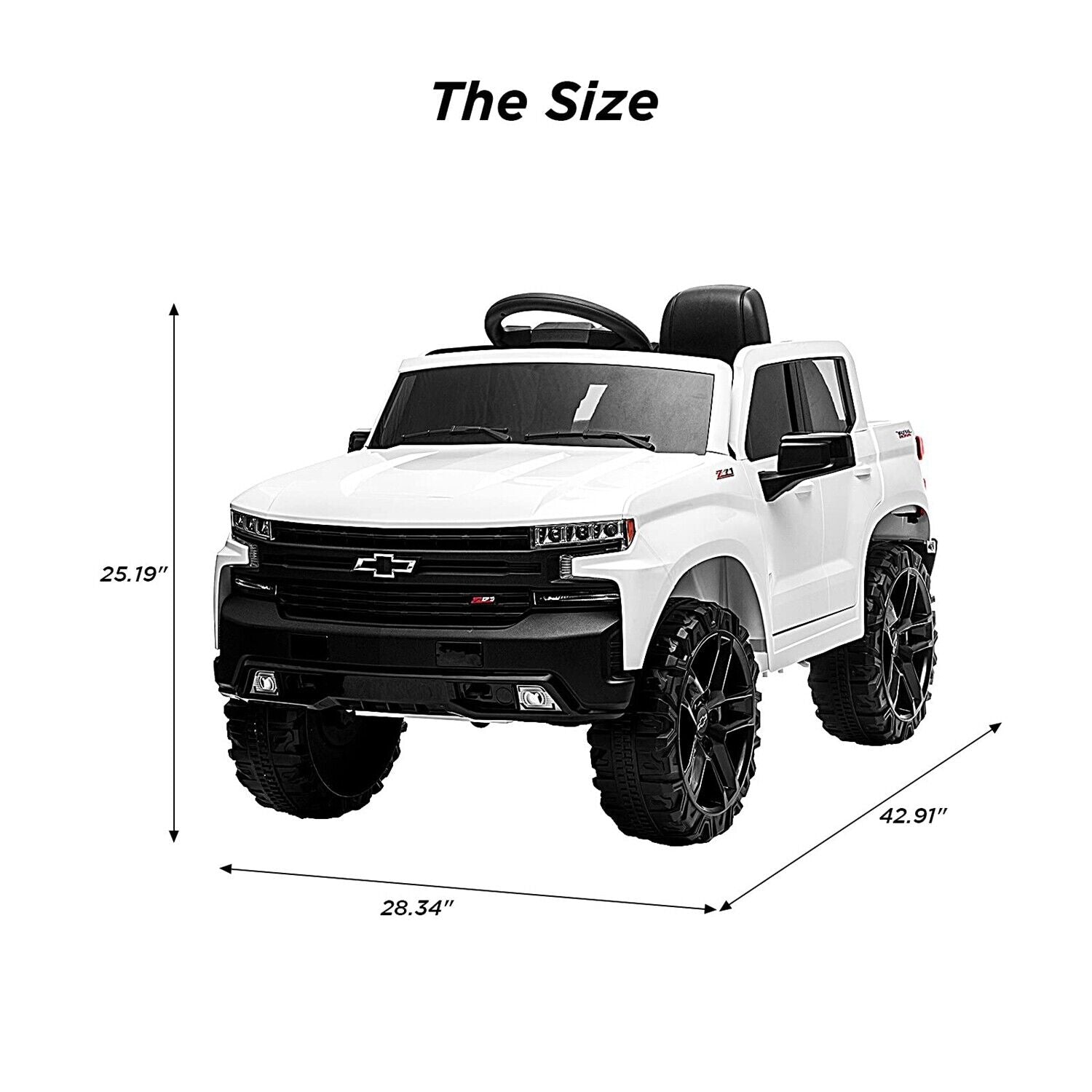 Licensed Chevrolet Silverado GMC Kid's 12V Battery-Powered Ride-On Truck in White