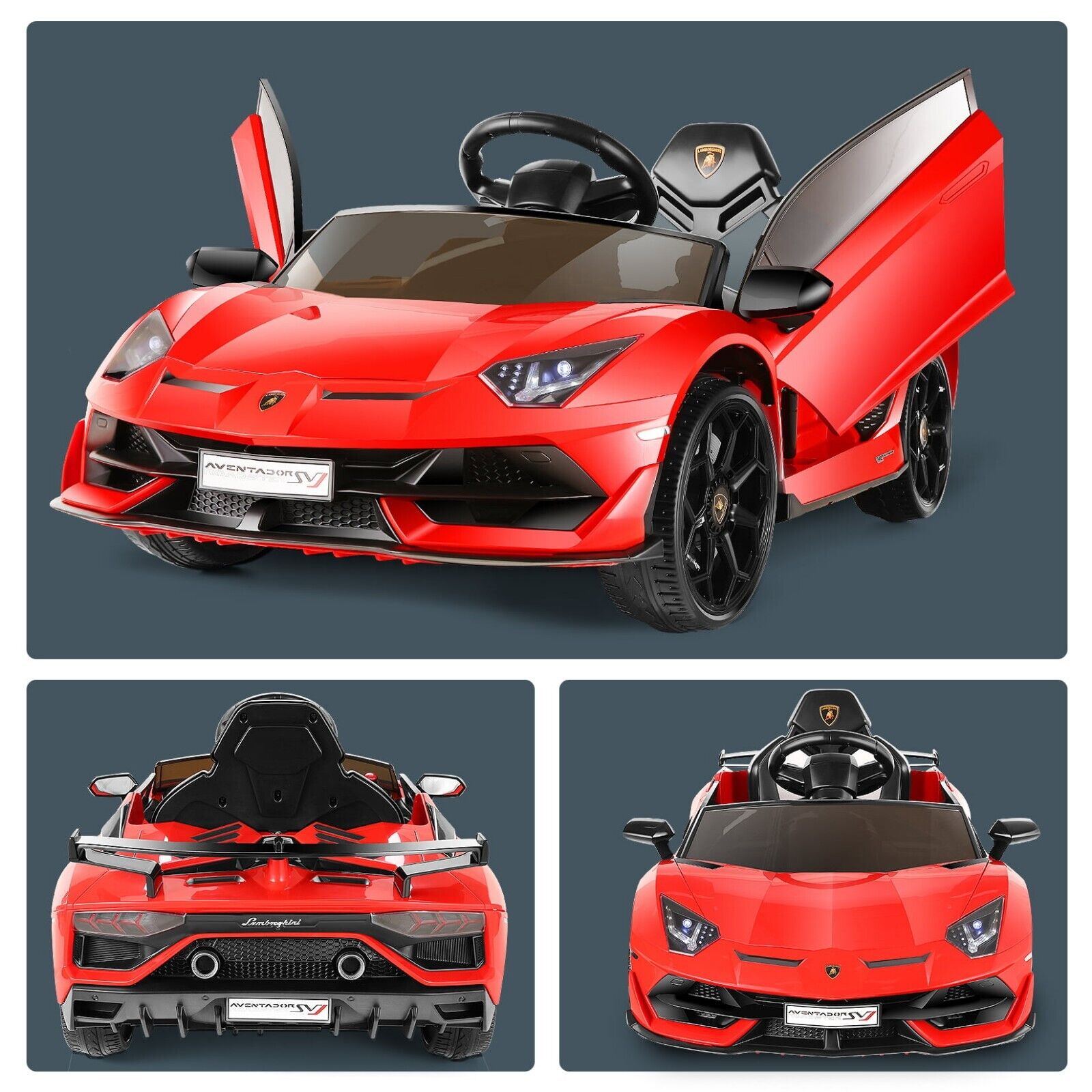 Red Lamborghini Electric Ride On Car for Kids - 12V Battery Powered Toy with 70W Motor