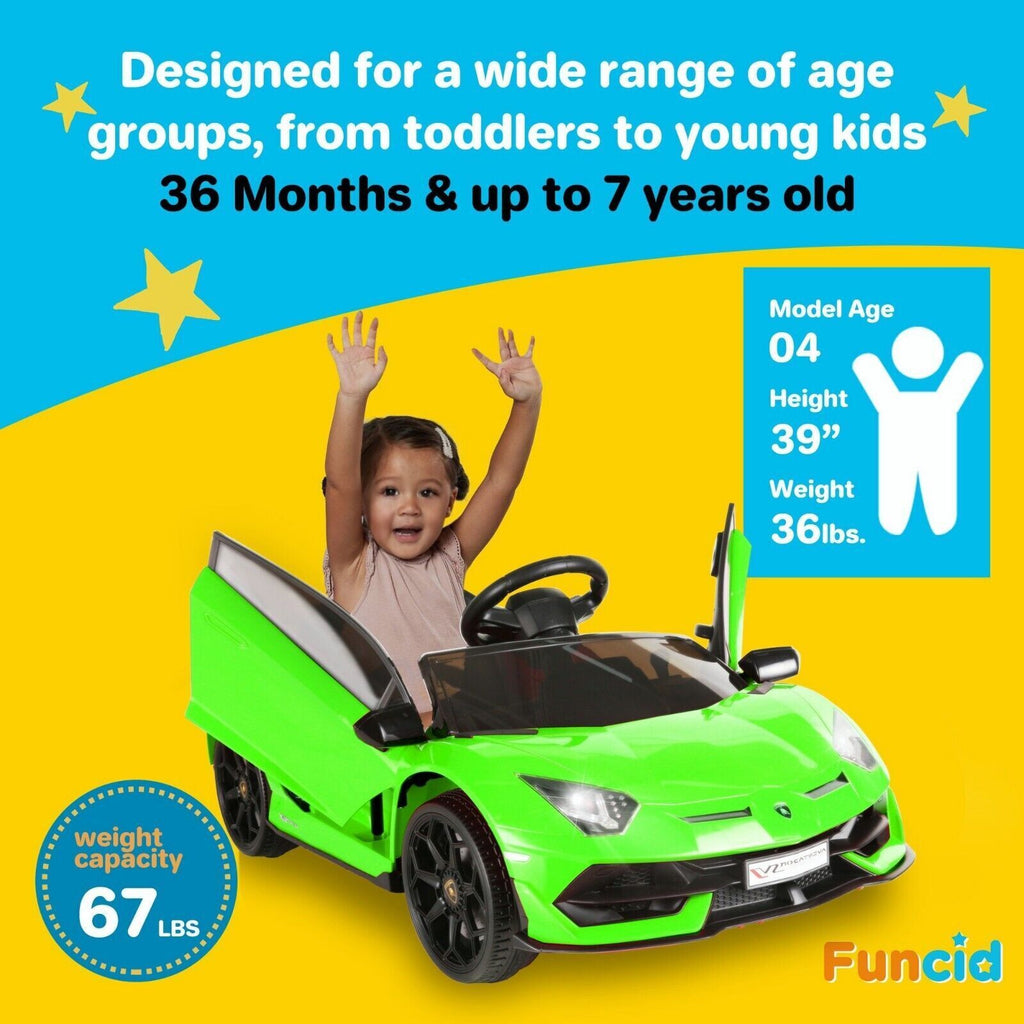 Licensed Lamborghini Aventador 12V Battery Powered Ride-On Car for Kids - Perfect Gift!
