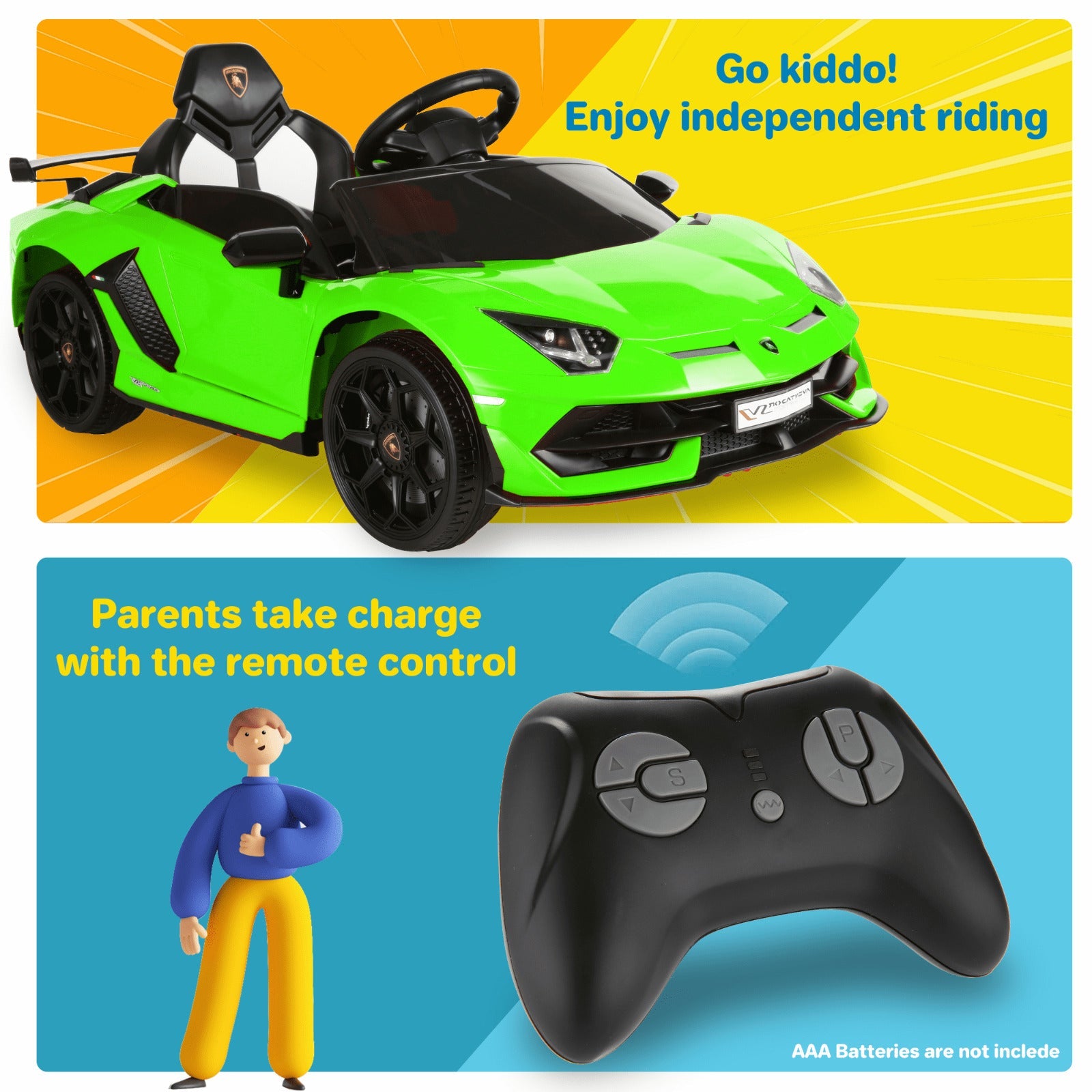 Licensed Lamborghini Aventador 12V Electric Ride-On Car with Remote Control for Kids
