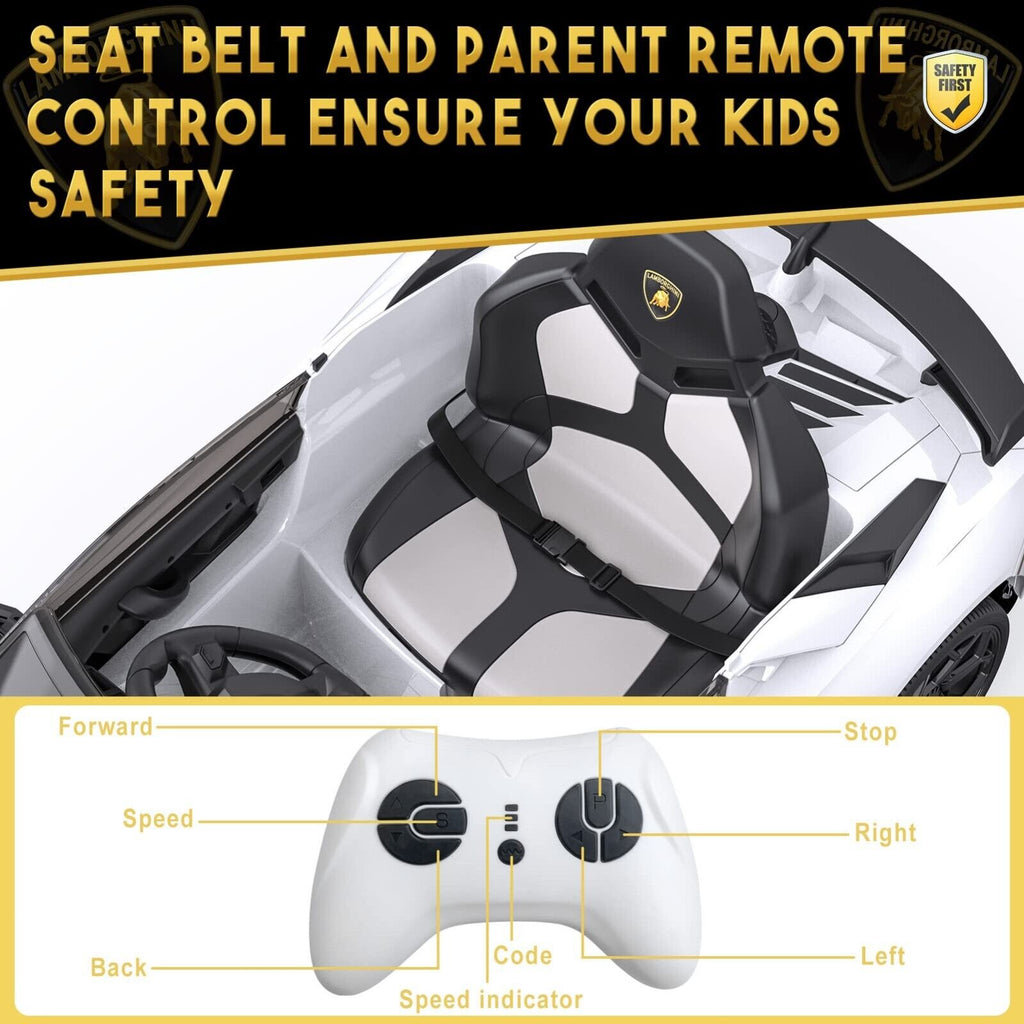 Licensed Lamborghini Kids Ride On Sports Car with Remote Control - 12V Electric Gift