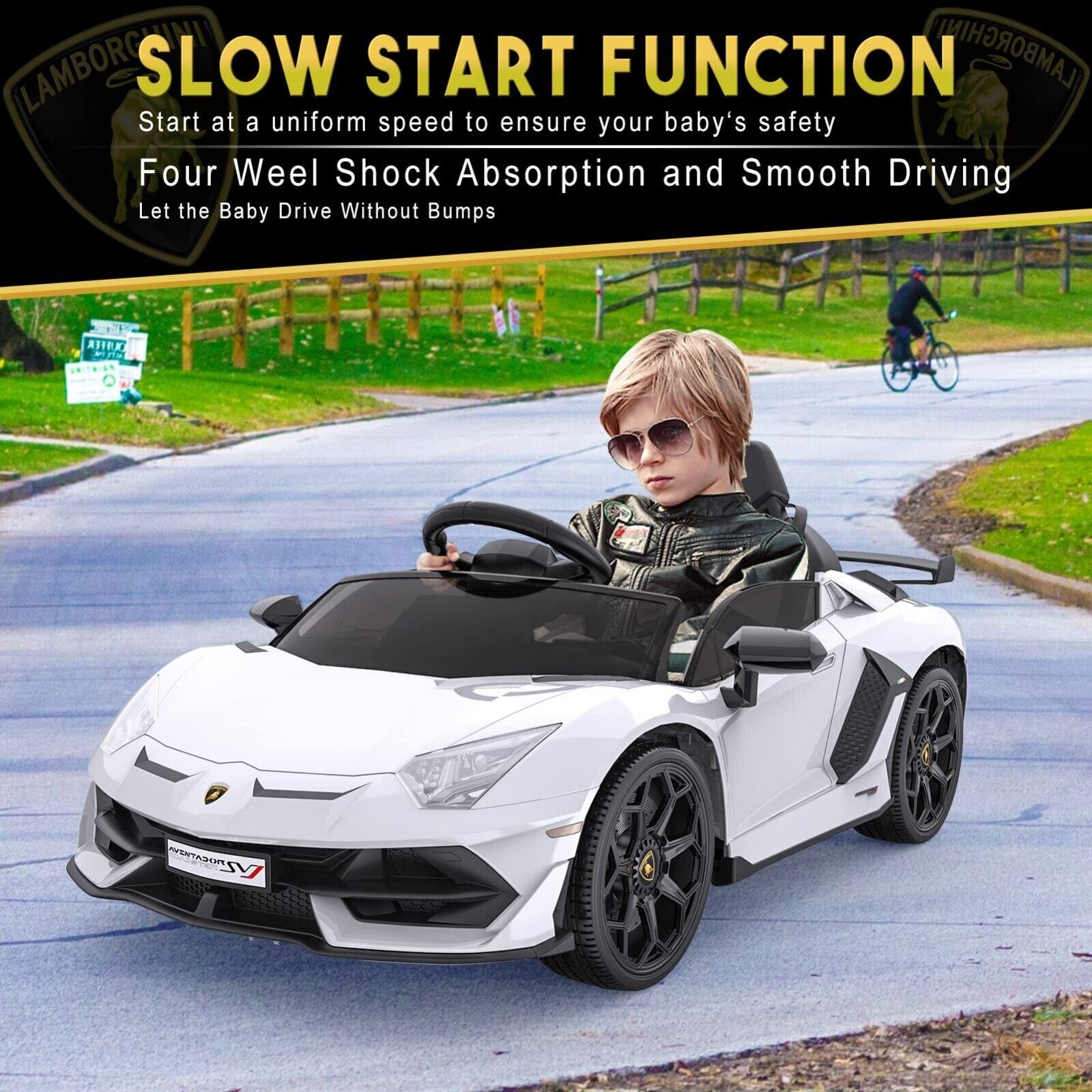 Licensed Lamborghini Kids Ride On Sports Car with Remote Control - 12V Electric Gift