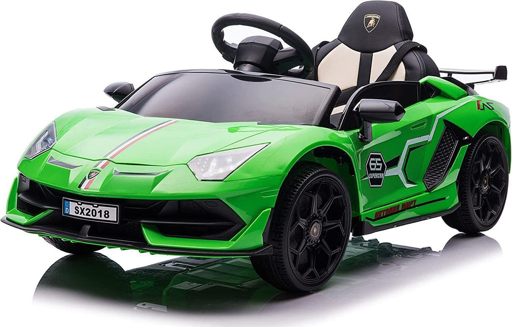 Licensed Lamborghini Kids Sports Car with Hydraulic Door - 2x35W Motor, 12V Battery, Realistic Design