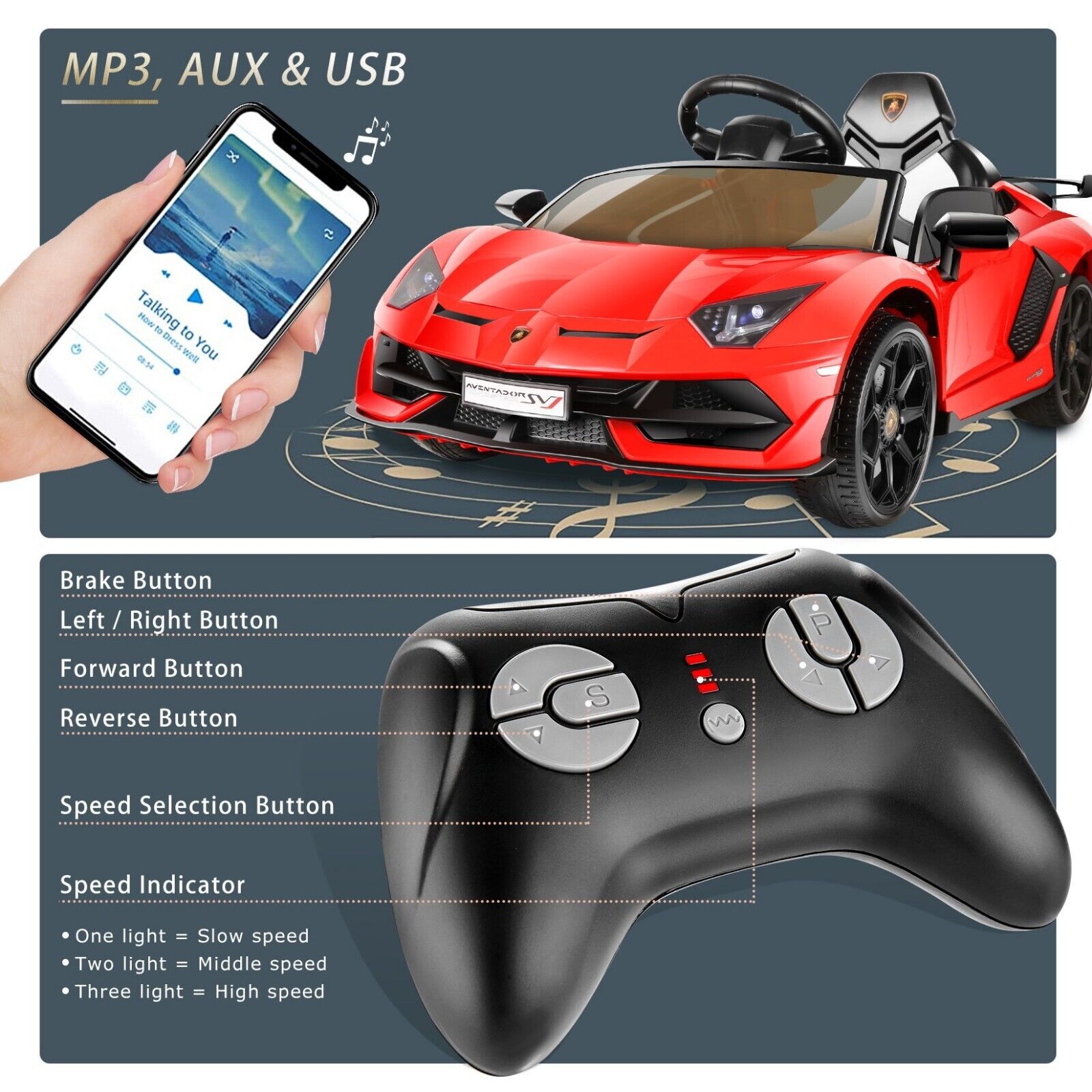 Licensed Lamborghini Ride-On Car for Kids with Hydraulic Doors - 12V 2x35W - Perfect Gift for Children