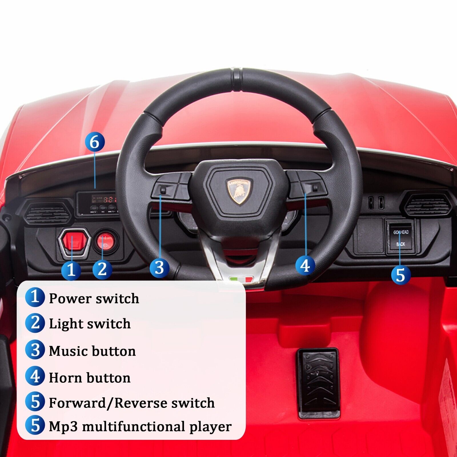 Licensed Lamborghini Urus SUV Ride-On Car for Kids with Remote Control and MP3 Player - 12V