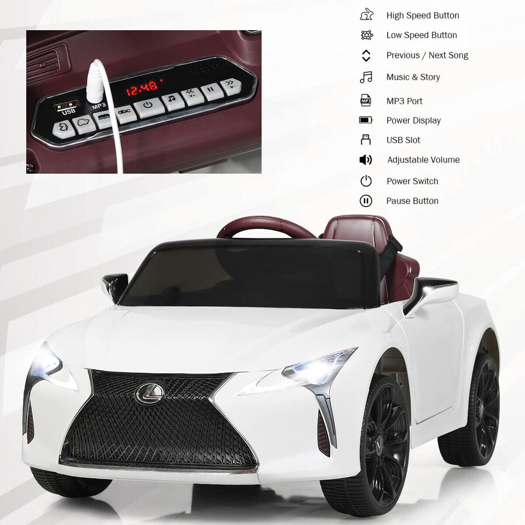 Licensed Lexus LC500 12V Kids Ride-On Car with Remote Control - White