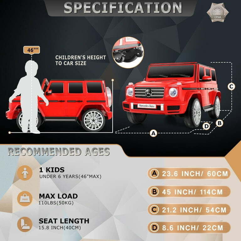Licensed Mercedes-Benz SUV Electric Ride-On Car for Kids with Remote Control - 12V
