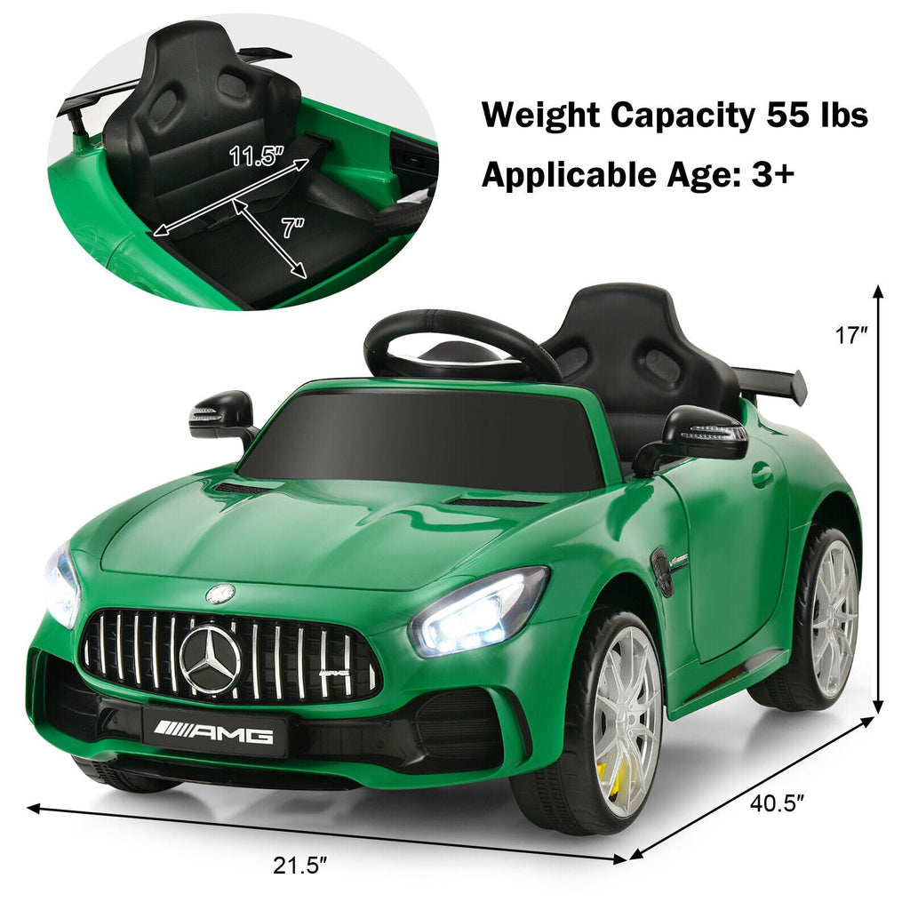 Licensed Mercedes Benz AMG GTR 12V Kids Ride On Car with Remote Control and MP3 Player - Green