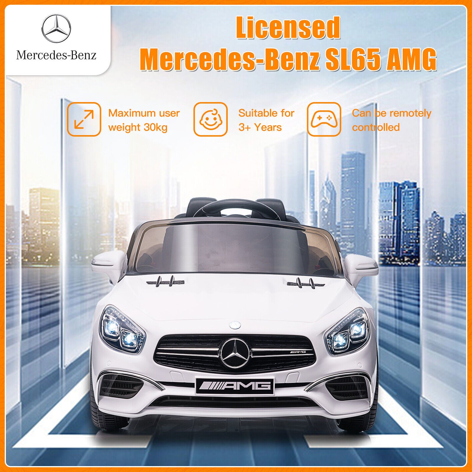 Licensed Mercedes Benz AMG SL65 Electric Ride-On Car for Kids with Remote Control - 12V