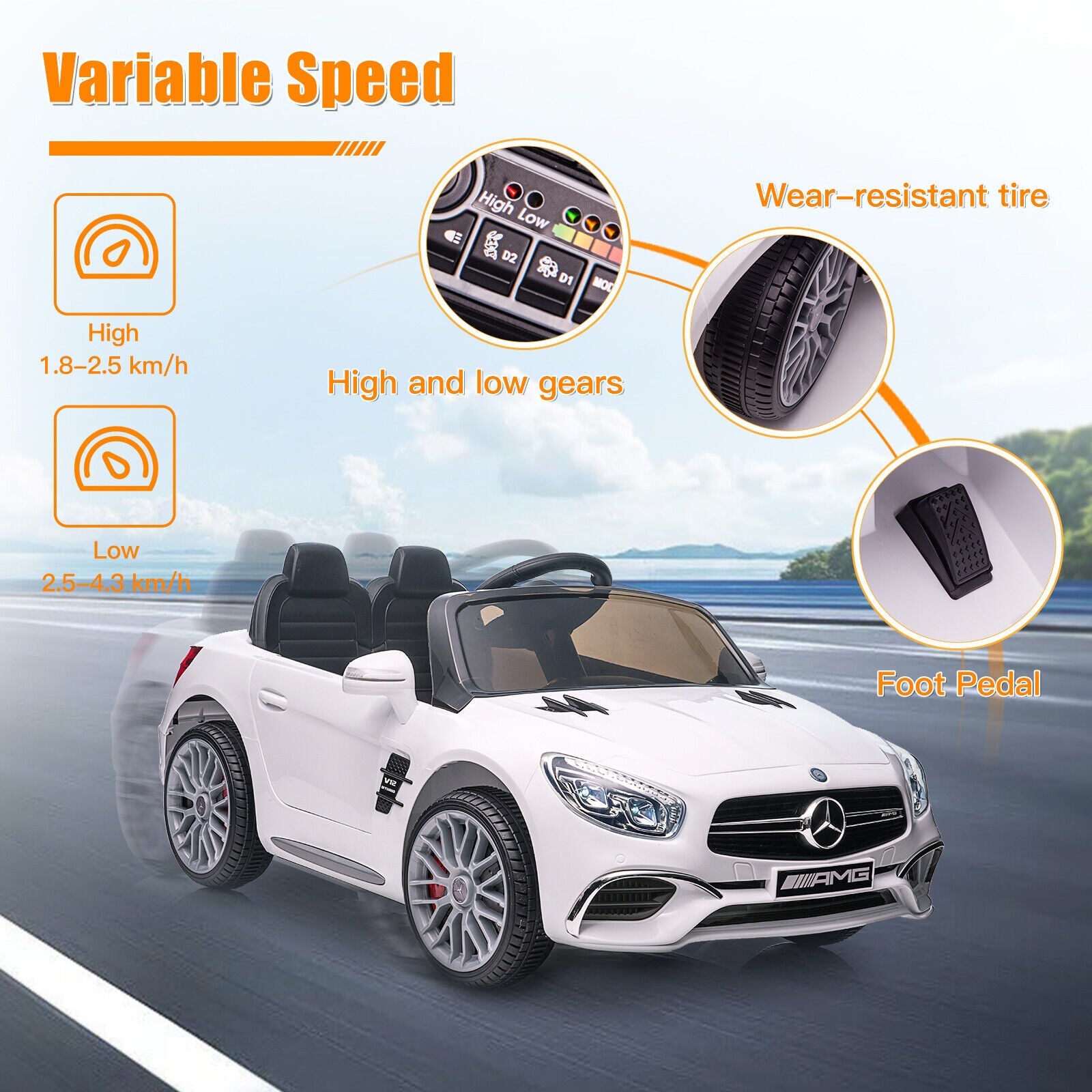 Licensed Mercedes Benz AMG SL65 Electric Ride-On Car for Kids with Remote Control - 12V