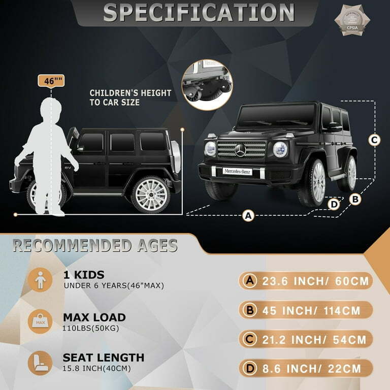 Licensed Mercedes-Benz Ride On Car for Kids with Remote Control - 4 Wheels SUV Toy Truck