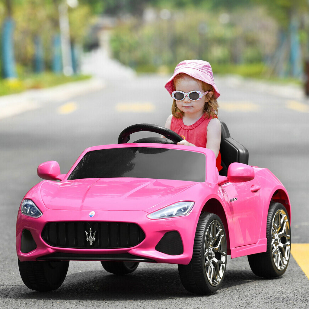 Licensed Pink Maserati GranCabrio 12V Ride On Car with Remote Control and Lights for Kids