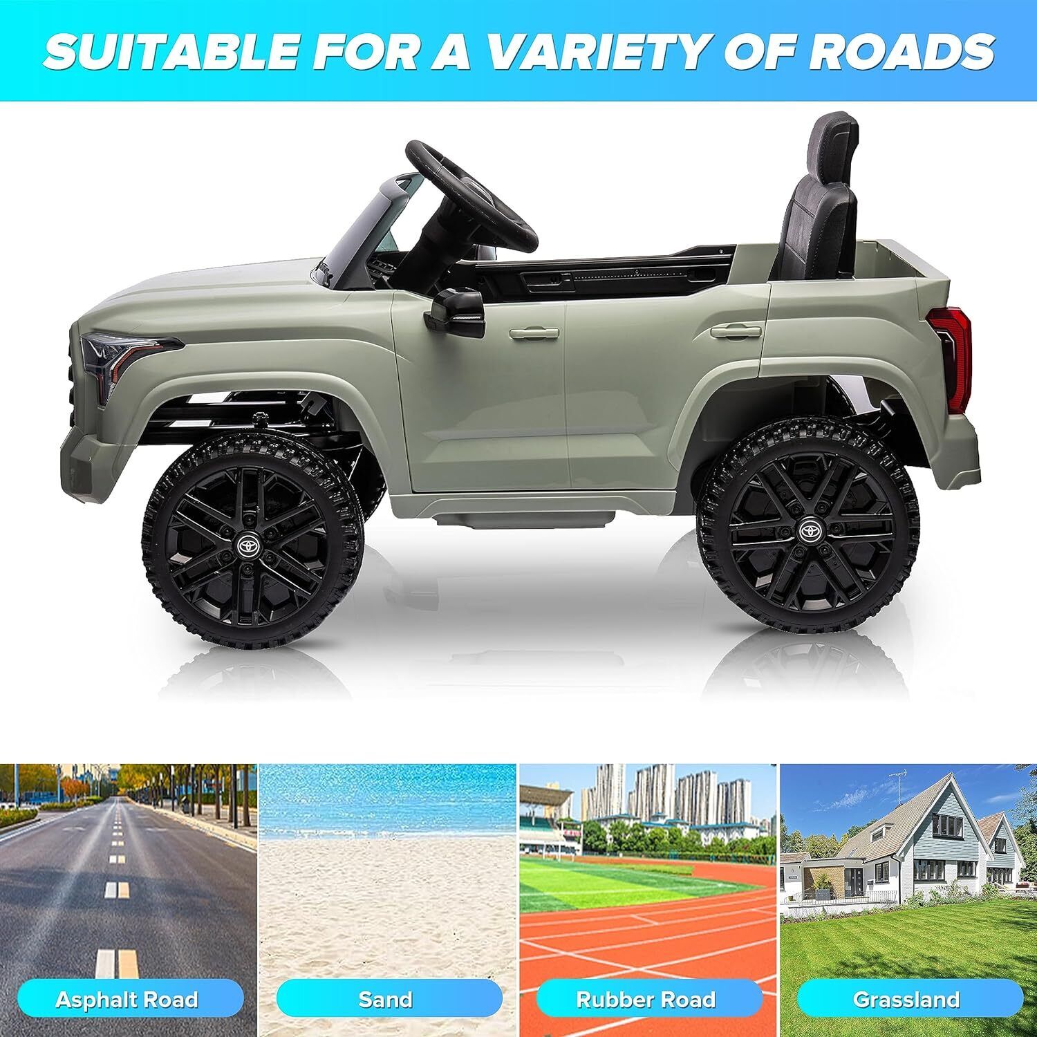 Licensed Toyota Tundra Pickup 12V Battery Powered Ride-On Truck for Kids
