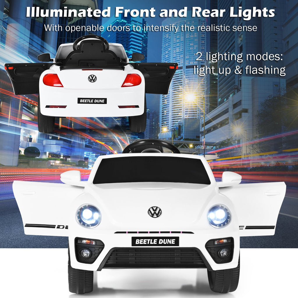 Licensed Volkswagen Beetle 12V Ride On Car with Remote Control and Music for Kids
