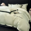 Light blue and black ice silk duvet cover bed set for bedroom