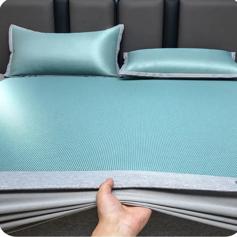 Light blue cooling jacquard fitted sheet bedroom mattress protector