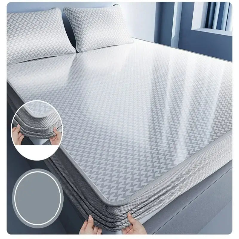 Light blue cooling jacquard fitted sheet bedroom mattress protector